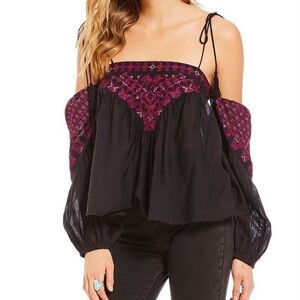 Free People Vacay Vibin Cold Shoulder Blouse